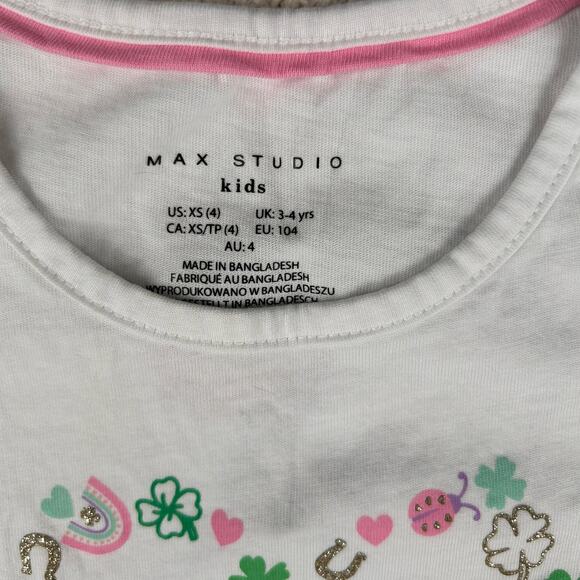 Max Studio Girls Matching Outfit XS(4) Green White Daddy's Lucky Charm Set‎ - Picture 2 of 6